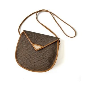 Authentic Yves Saint Laurent Vintage YSL Triangle Logo PVC Crossbody Bag